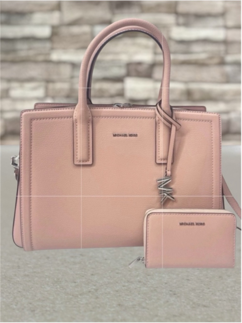 Michael Kors Laila Medium Leather Satchel & Matching Wallet Smoky Rose Pink